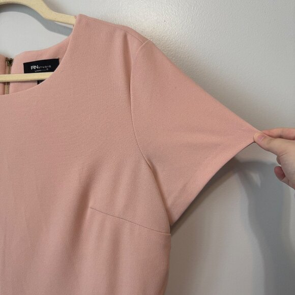 Colorblock Short Sleeve Sheath Dress RN Studio Size 18 Pink/Black/White Zip Back - Picture 2 of 5